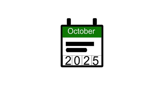 Abstract calendar animation,  october 2025 animation . on a black background.and creating a stunning 4k video