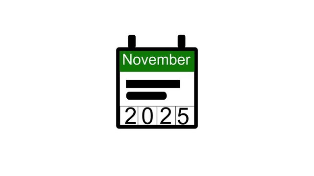 Abstract calendar animation,  novenber 2025 animation . on a black background.and creating a stunning 4k video