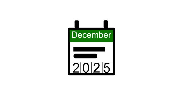 Abstract calendar animation,  december 2025 animation . on a black background.and creating a stunning 4k video