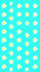 White flowers on turquoise background pattern