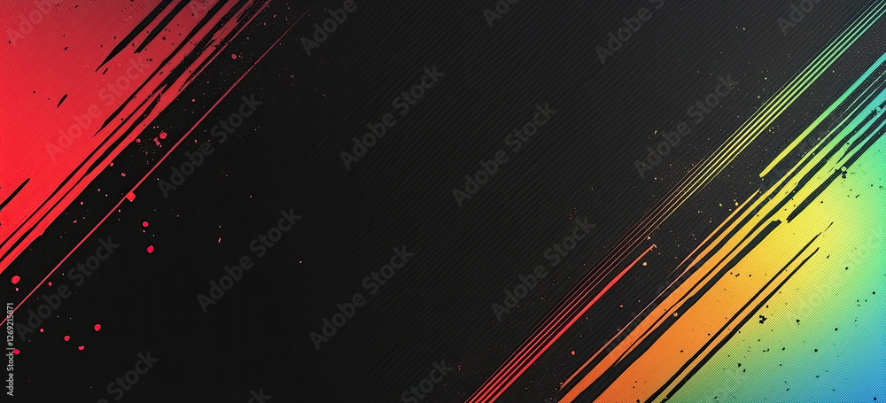 Poster abstract colorful diagonal stripes background with dark texture and grunge splashes