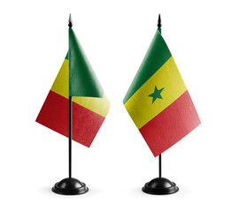 Small national flags of the Senegal on a white background