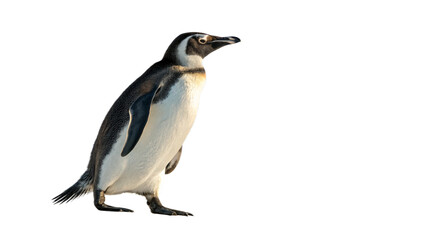 Fototapeta premium A single penguin standing on a transparent background, captured in natural light 