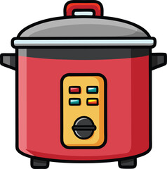 Modern Sleek stainless steel electric rice cooker with digital display vector illustration