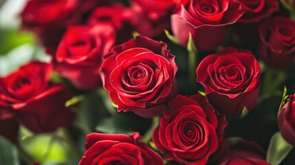 Naklejka premium Close-up vibrant red roses bouquet