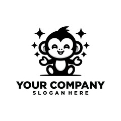 monkey logo design with happy expression
