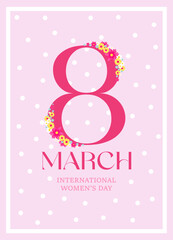 Cute tender card with dots for International Women's Day on March 8