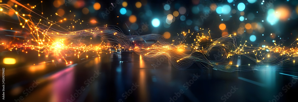 Poster digital background perfect for tech processes, neural networks, artificial intelligence, data transf