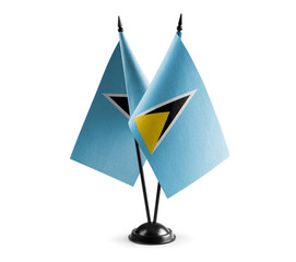 Small national flags of the Saint Lucia on a white background