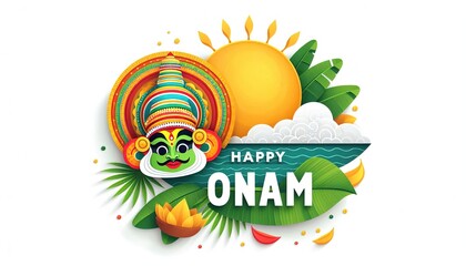 vector illustration of onam. Kerala Onam Greeting Card.