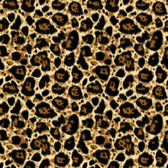 Leopard fur, photorealistic image. Seamless pattern. Animalistic trendy print. Cover, wallpaper, packaging for the brand.