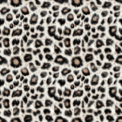 Leopard fur, photorealistic image. Seamless pattern. Animalistic trendy print. Cover, wallpaper, packaging for the brand.