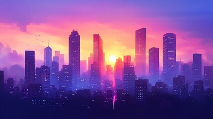 city at sunset