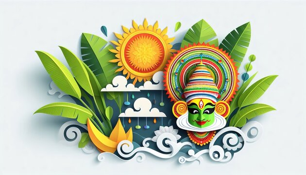 vector illustration of onam. Kerala Onam Greeting Card.