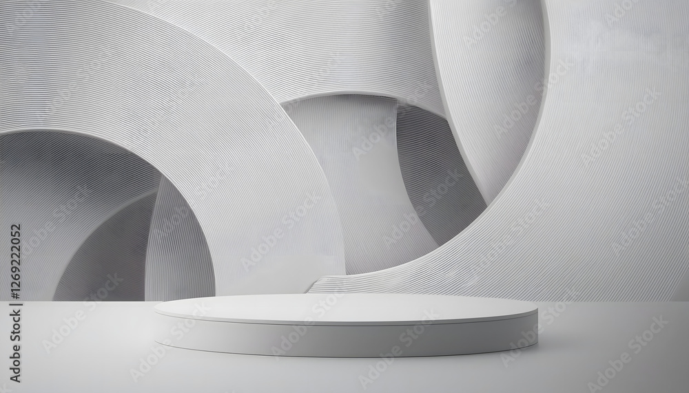 Poster abstract white geometry shape background. podium minimalist mock up scene. 3d rendering. 3d