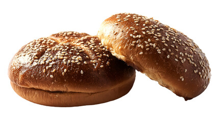 Sesame Seed Buns Freshly Baked Bread, Golden Brown Snack for Bakery Displays, isolated on transparent background.