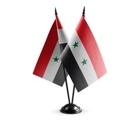 Small national flags of the Syria on a white background