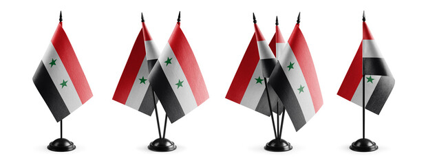 Small national flags of the Syria on a white background