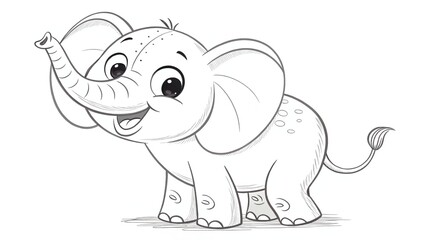 Obraz premium Cute cartoon elephant smiling happily.