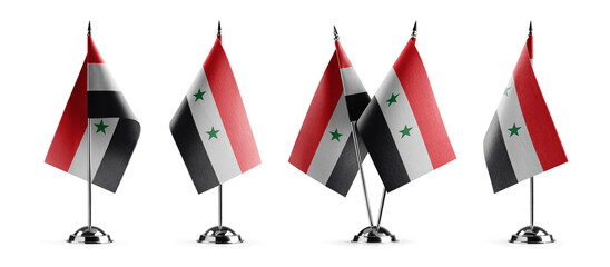 Small national flags of the Syria on a white background