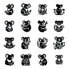 logo icon koala animal silhouette black icon on white background