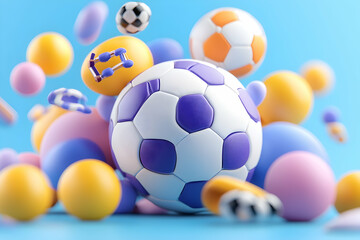 Fototapeta premium Colorful Soccer Ball in a 3D Abstract Scene