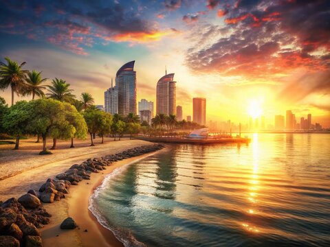 Stunning Ancol Beach Sunset, Jakarta Indonesia - Bokeh Photography