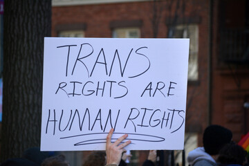 Sign at a rally for trans rights in New York City.