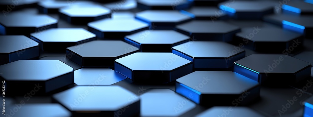 Poster futuristic 3d hexagons connected in a digital network