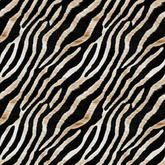 Zebra, white tiger fur, photorealistic image. Seamless pattern. Animalistic trendy print. Cover, wallpaper, packaging for the brand.