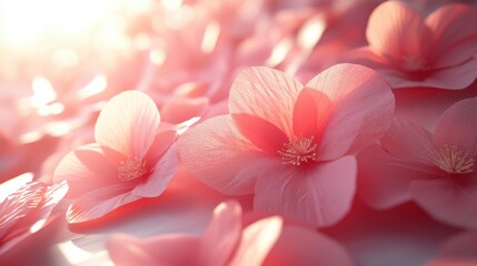 Soft Pink Blossoms Bathed in Gentle Sunrise Light