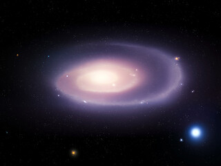 Spiral galaxy isolated on black background. Beautiful galaxy with stars. Cosmic landscape, observations of the universe.