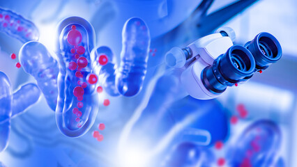Anaerobic bacteria. Microorganisms in human blood. Clostridium perfringens under microscope....