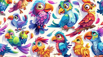 Obraz premium Cute cartoon bird pattern