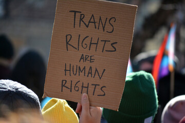 Sign at a rally for trans rights in New York City.