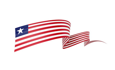 3d Flag Of Liberia 3d Wavy Shiny Liberia Ribbon Flag On White Background 3d Illustration