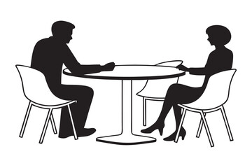 Business professionals meeting silhouette vector on white background