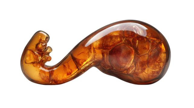 Prehistoric Time Capsule: A mesmerizing piece of amber showcasing a perfectly preserved insect from millions of years ago, capturing a moment frozen in time. 