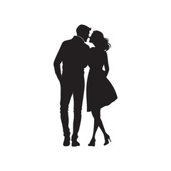 romantic couple silhouette vector on white background