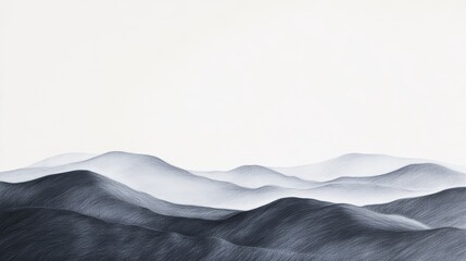 Ethereal Monochrome Hills in Calligraphy Pen Shades