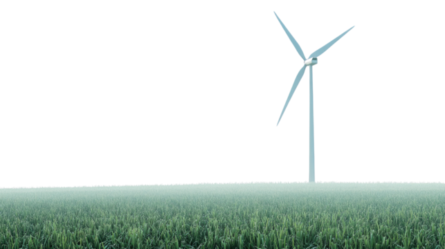 Wind Turbine in Meadow: A wind turbine stands tall in a meadow generating clean energy for the future, symbolizing sustainability and environmental awareness.
