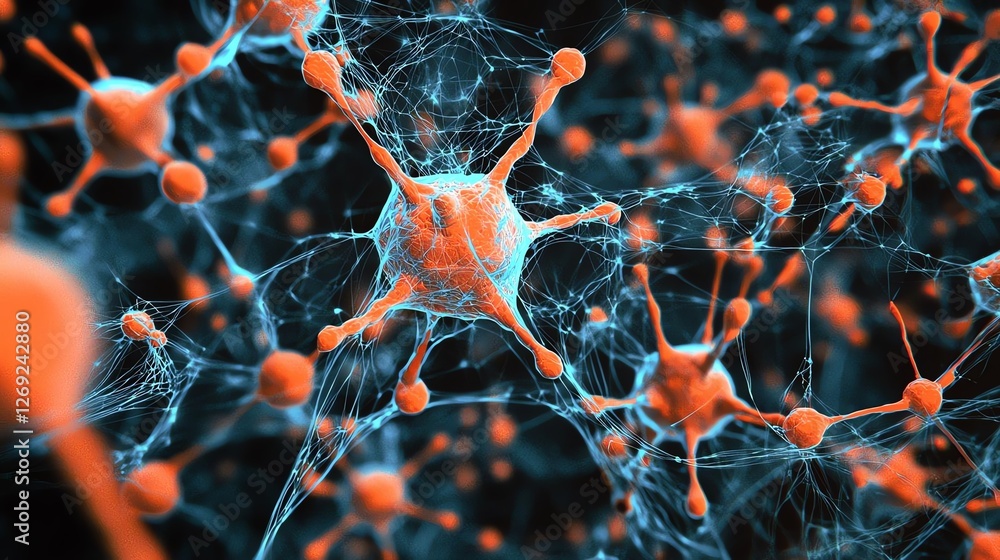 Poster abstract visualization of neural connections in vibrant colors and intricate designs.