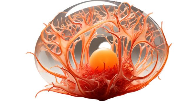 Orange Glass Sculpture Modern Art Design, Elegant Decorative Piece for Home Style, isolated on transparent background.