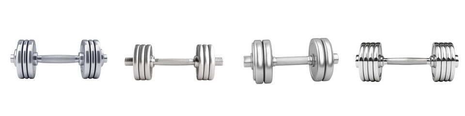 Fototapeta premium Dumbbells and barbell for weight training and bodybuilding in the gym Fitness equipment for strength building muscle development and overall physical fitness Healthy lifestyle and exercise concept