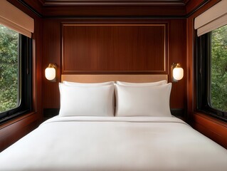 luxury lifestyle exclusive experiences design. Luxury train journey in a designer cabin, blending old-world glamour with modern sophistication