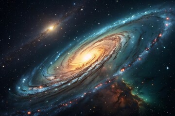 Obraz premium Abstract Space with Bright Planet and Stars