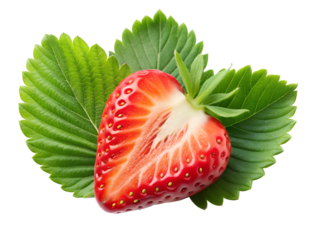 half strawberry on a white isolated on transparent background png