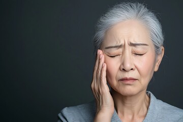 Elderly woman's emotional reflection close-up indoor portrait capturing pain and calmness