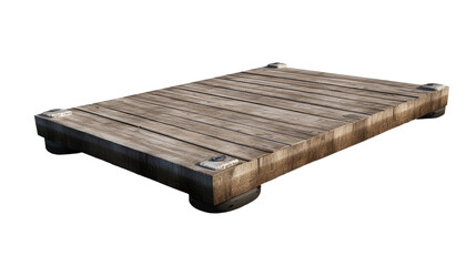 Wooden Platform: A weathered wooden platform stands as a symbol of rustic craftsmanship and sturdy construction, with its natural texture and warm tones. 