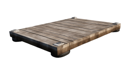 Wooden Platform: A weathered wooden platform stands as a symbol of rustic craftsmanship and sturdy construction, with its natural texture and warm tones. 
